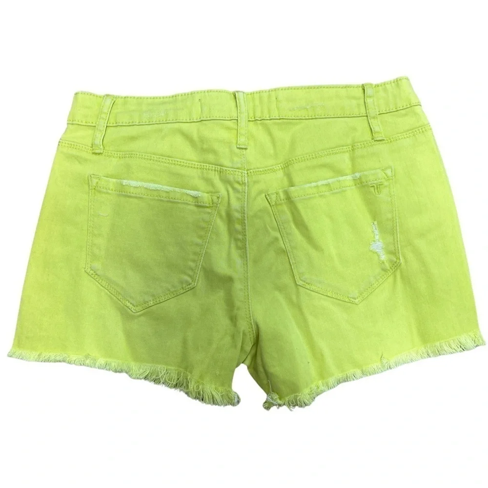 Tractr Neon Yellow High Waist Fray Hem Shorts - Picture 6 of 7